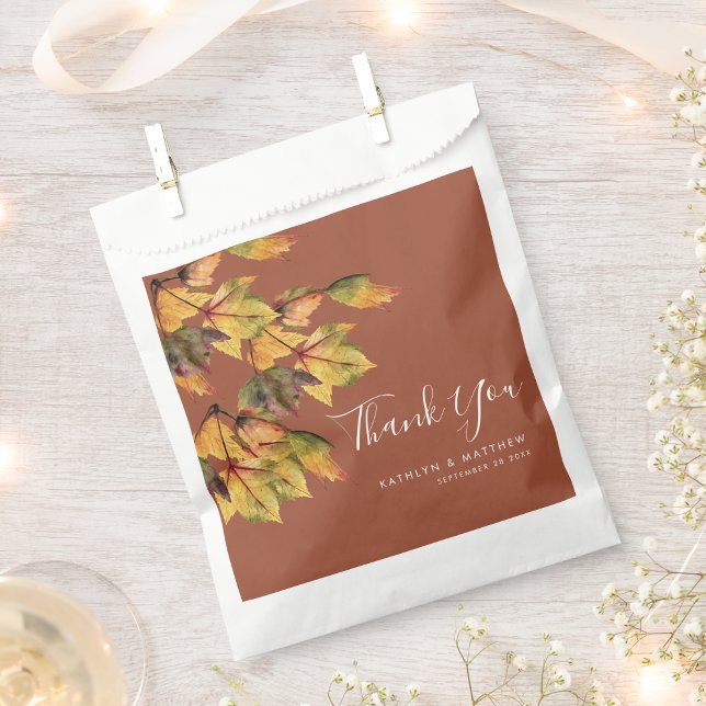 Rustic Brown Autumn Foliage Fall Wedding Favor Bag (Creator Uploaded)