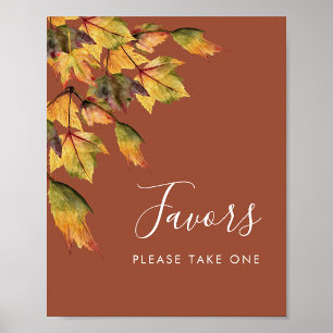 Rustic Brown Autumn Foliage Fall Wedding Favors Poster