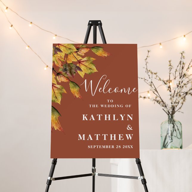 Rustic Brown Autumn Foliage Fall Wedding Foam Board (Creator Uploaded)