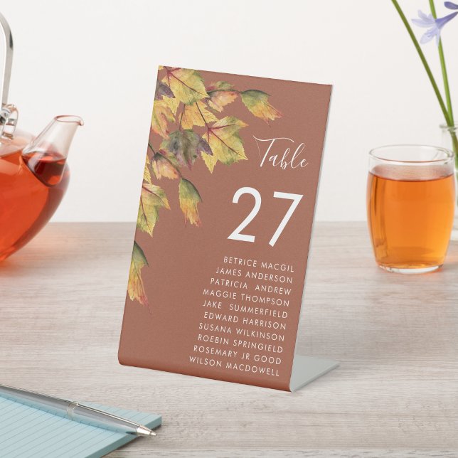 Rustic Brown Autumn Foliage Fall Wedding Wedding Pedestal Sign (Creator Uploaded)