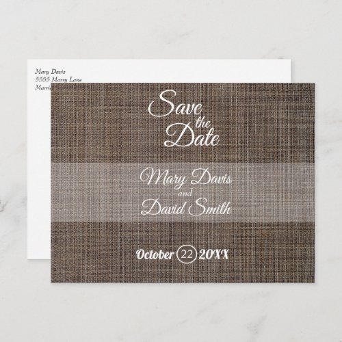 Rustic Brown Background Save The Date Postcard