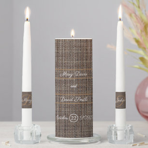 Rustic Brown Background Wedding Unity Candle Set