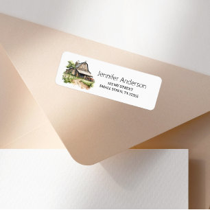 Rustic Brown Barn Farm Address Label