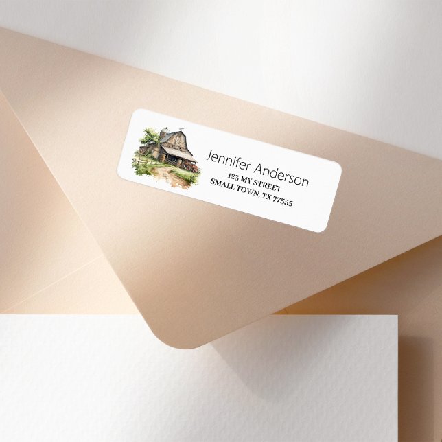 Rustic Brown Barn Farm Address Label (Creator Uploaded)