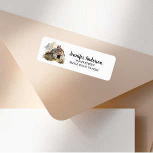 Rustic Brown Barn Farm Address Label