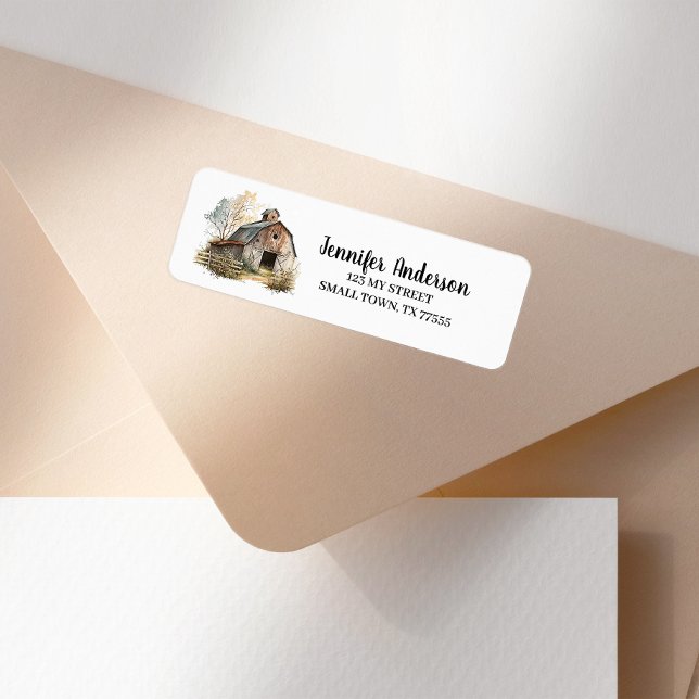 Rustic Brown Barn Farm Address Label (Creator Uploaded)