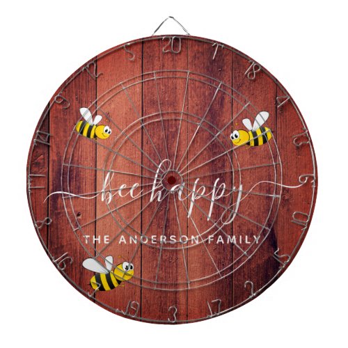Rustic brown barn wood bee happy bumble bees dart board