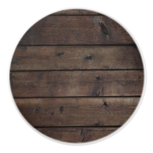 Rustic Brown Barn Wood Farmhouse Cabin Country Ceramic Knob (Front)