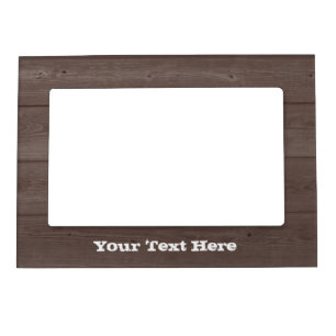 Rustic brown barn wood magnetic picture frame