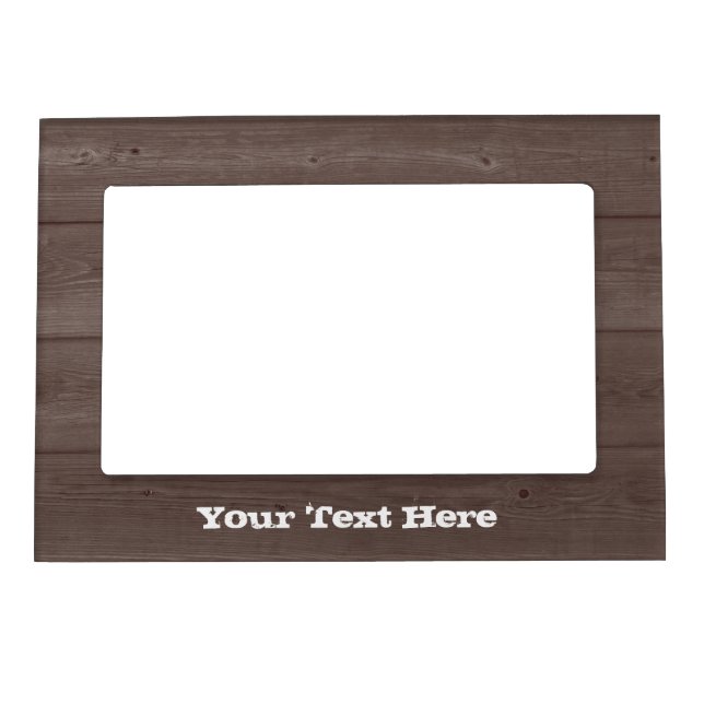 Rustic brown barn wood magnetic picture frame (Front)