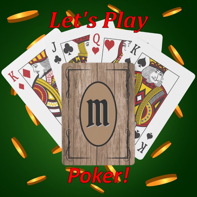 Rustic Brown Barnwood Custom Monogrammed Poker Cards (Creator Uploaded)
