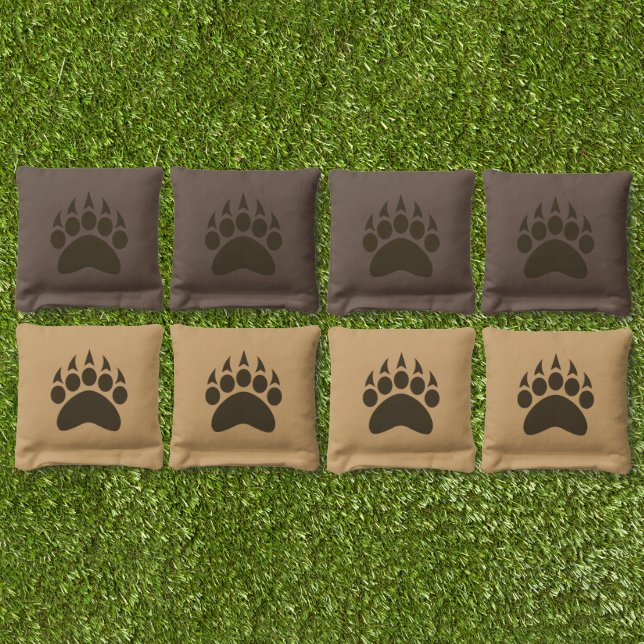 Rustic Brown Bear Paw Claw Cornhole Bags (Set)