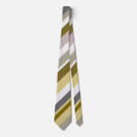[ Thumbnail: Rustic Brown, Beige and Gray Stripes Tie ]