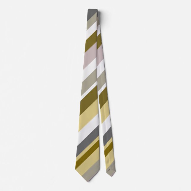 Rustic Brown, Beige and Gray Stripes Tie (Front)