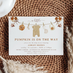 Rustic Brown Beige Clothesline Fall baby Shower Invitation