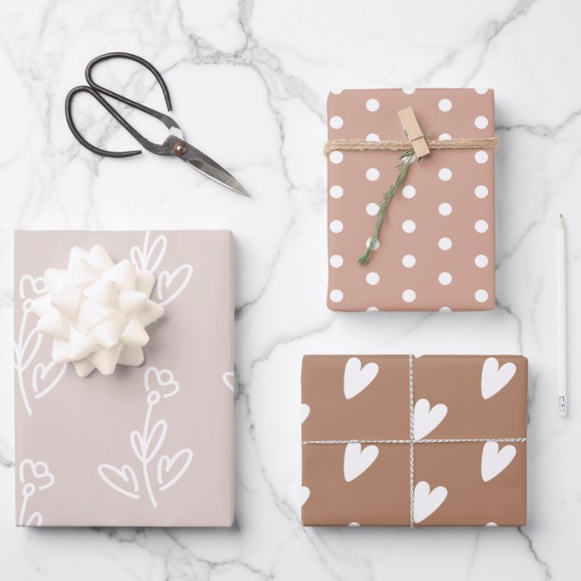 Rustic Brown Beige Girly  Wrapping Paper Sheets (Front)