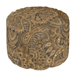 Rustic Brown & Beige paisley Pattern Pouf