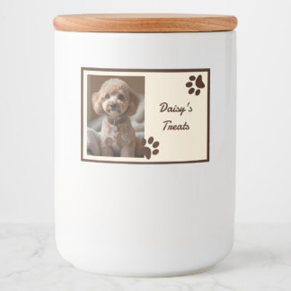 Rustic Brown Beige Photo Paws Dog Treats Food Label