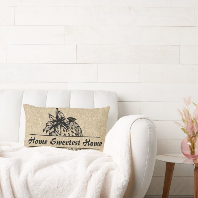 Rustic Brown Black Strawberry Fruit Custom Name Lumbar Pillow (Couch)