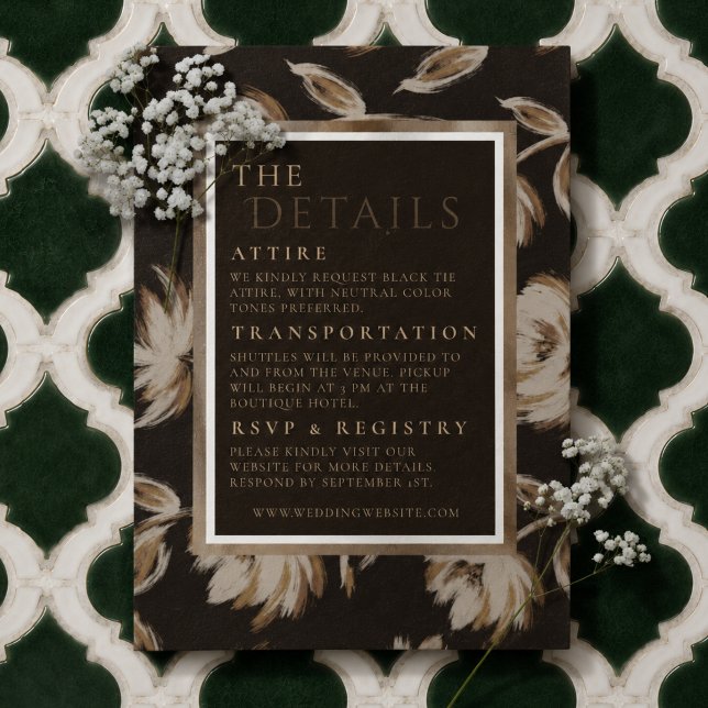 Rustic Brown Botanical Pattern Wedding Enclosure Card (Rustic Brown Botanical Pattern Wedding Enclosure Card)