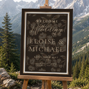 Rustic Brown Botanical Pattern Wedding Welcome Foam Board