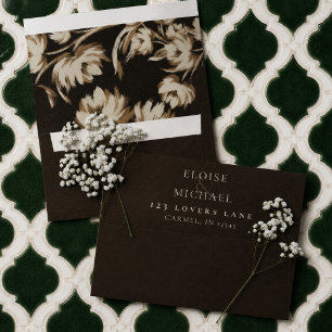 Rustic Brown Botanical Wedding Envelope