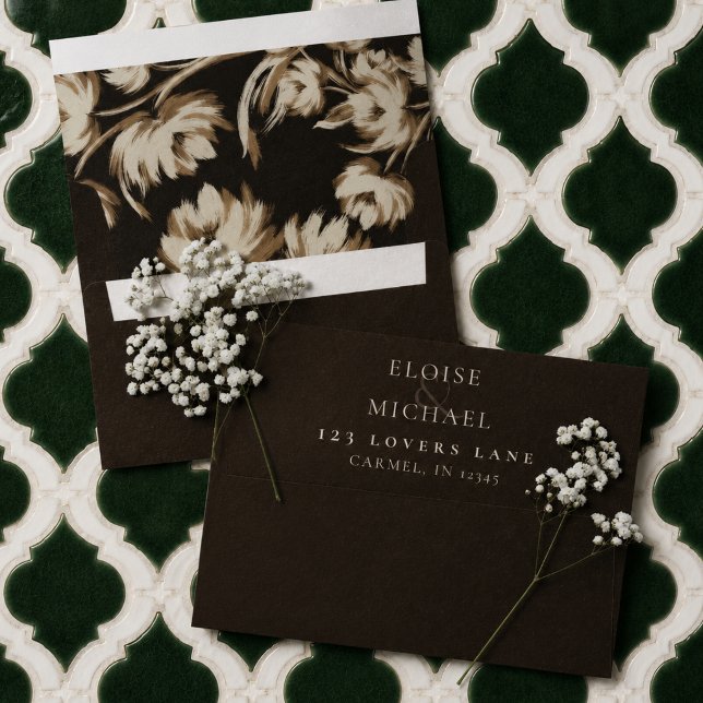 Rustic Brown Botanical Wedding Envelope (Rustic Brown Botanical Wedding Envelope)