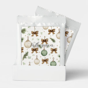 Rustic Brown Bows Cream Green Christmas   Hot Chocolate Drink Mix