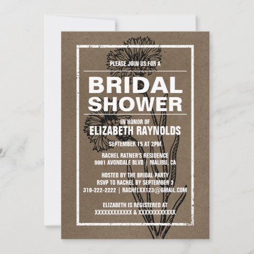 Rustic Brown Bridal Shower Invitations