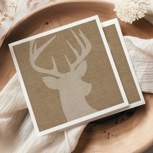 Rustic Brown Burlap Deer Buck Napkins (Creator Uploaded)