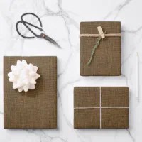 Simple gift wrap. Burlap, rustic linen, and classic brown wrapping paper  with some twine wrapped around…