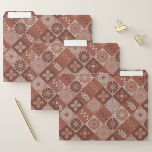 Rustic Brown Burlap Flowers Leaves File Folder