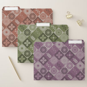 Rustic Brown Burlap Flowers Leaves Mix File Folder