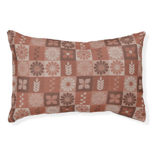 Rustic Brown Burlap Flowers Leaves Pet Bed