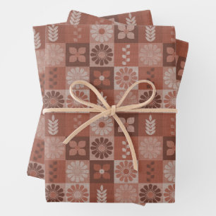Rustic Brown Burlap Flowers  Wrapping Paper Sheets