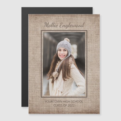 Rustic Brown Burlap Linen Graduation Announcement 