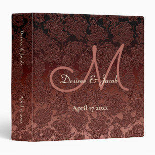 Rustic Brown Champagne Fall Wedding Monogram 3 Ring Binder
