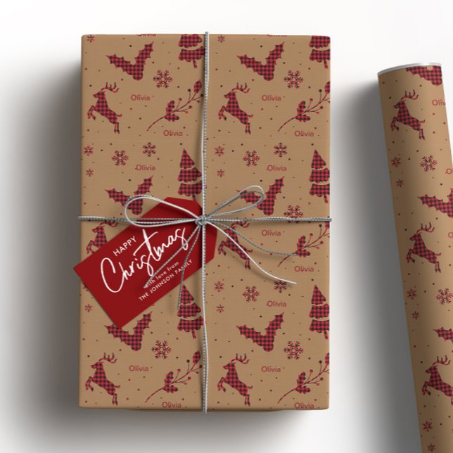 Rustic Brown Christmas Plaid  Wrapping Paper (Creator Uploaded)