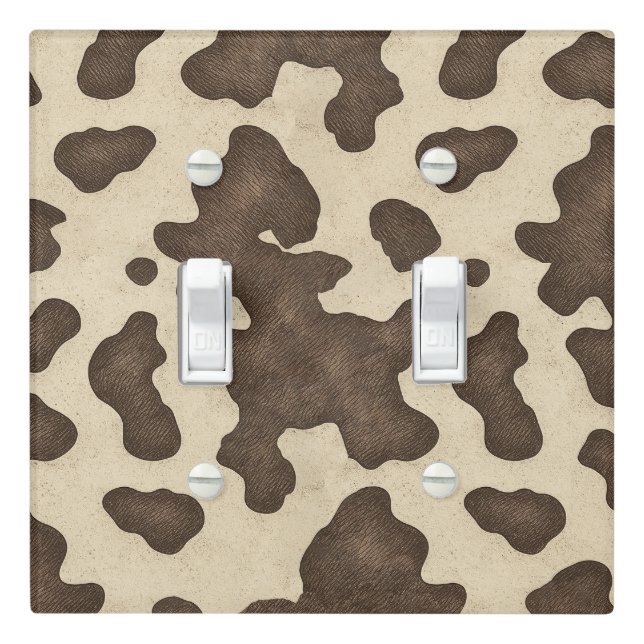 Rustic Brown Cow Print Country Western Rodeo Light Switch Cover (In Situ)