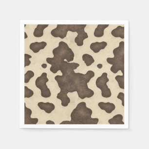 Rustic Brown Cow Print Country Western Rodeo Party Napkins