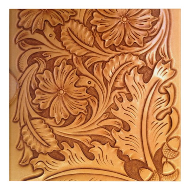 Rustic brown cowboy fashion western leather acrylic print (Front)