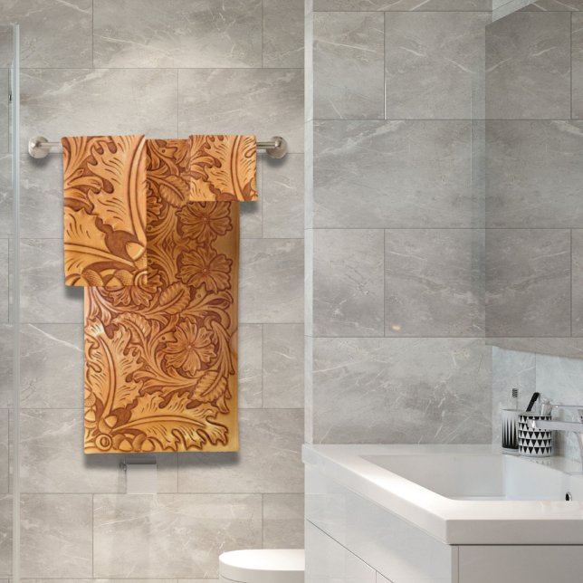 Rustic brown cowboy fashion western leather bath towel set (Rustic brown cowboy fashion western leather bath towel set)