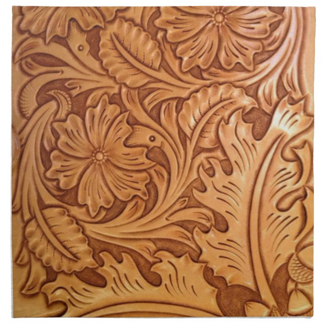 Rustic brown cowboy fashion western leather cloth napkin (Front)