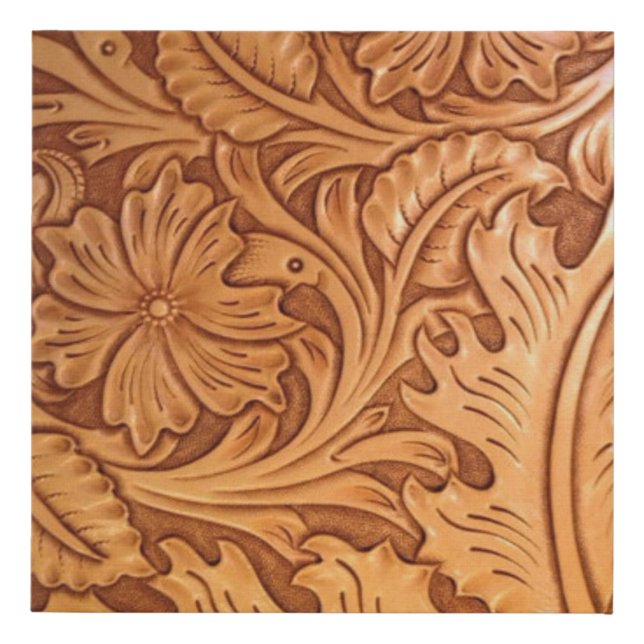 Rustic brown cowboy fashion western leather faux canvas print (Front)