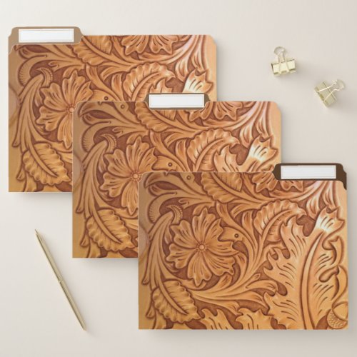 Rustic brown cowboy fashion western leather file folder