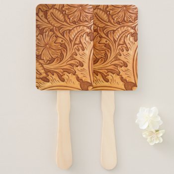 Rustic Brown Cowboy Fashion Western Leather Hand Fan by WhenWestMeetEast at Zazzle