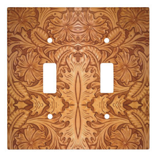 Rustic brown cowboy fashion western leather light switch cover