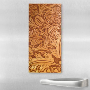 Rustic brown cowboy fashion western leather magnetic notepad