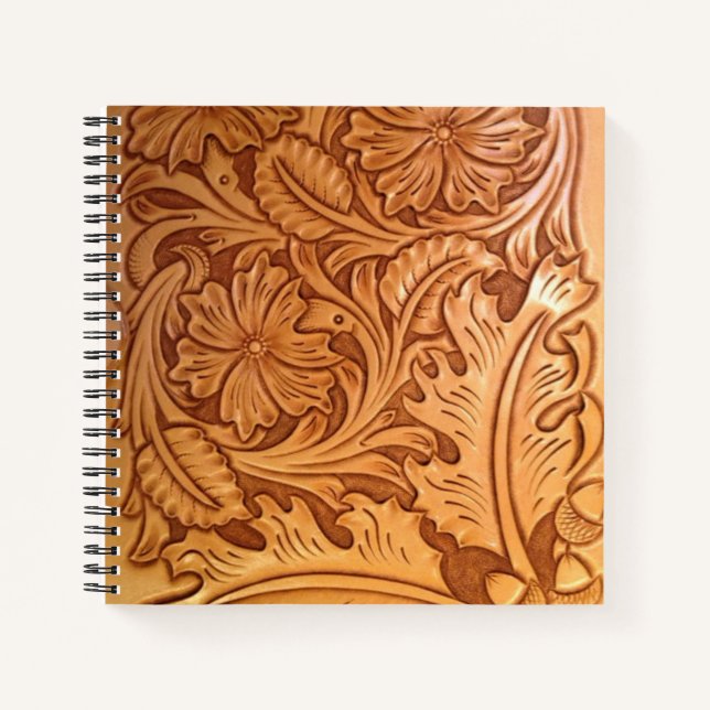 Rustic brown cowboy fashion western leather notebook (Front)