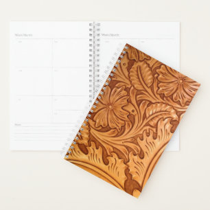 Rustic brown cowboy fashion western leather planner